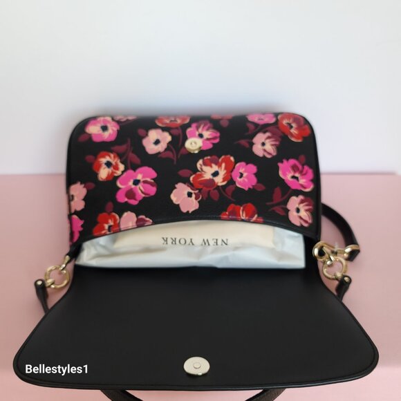 KATE SPADE Hudson Fall Poppies Pebbled Leather Medium Flap Convertible Shoulder⭐ - Picture 11 of 16